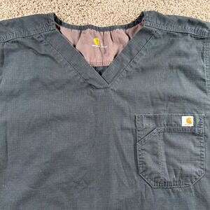 Carhartt mens V-Neck Scrub Top black Large workwear unisex uniform comfort shirt
